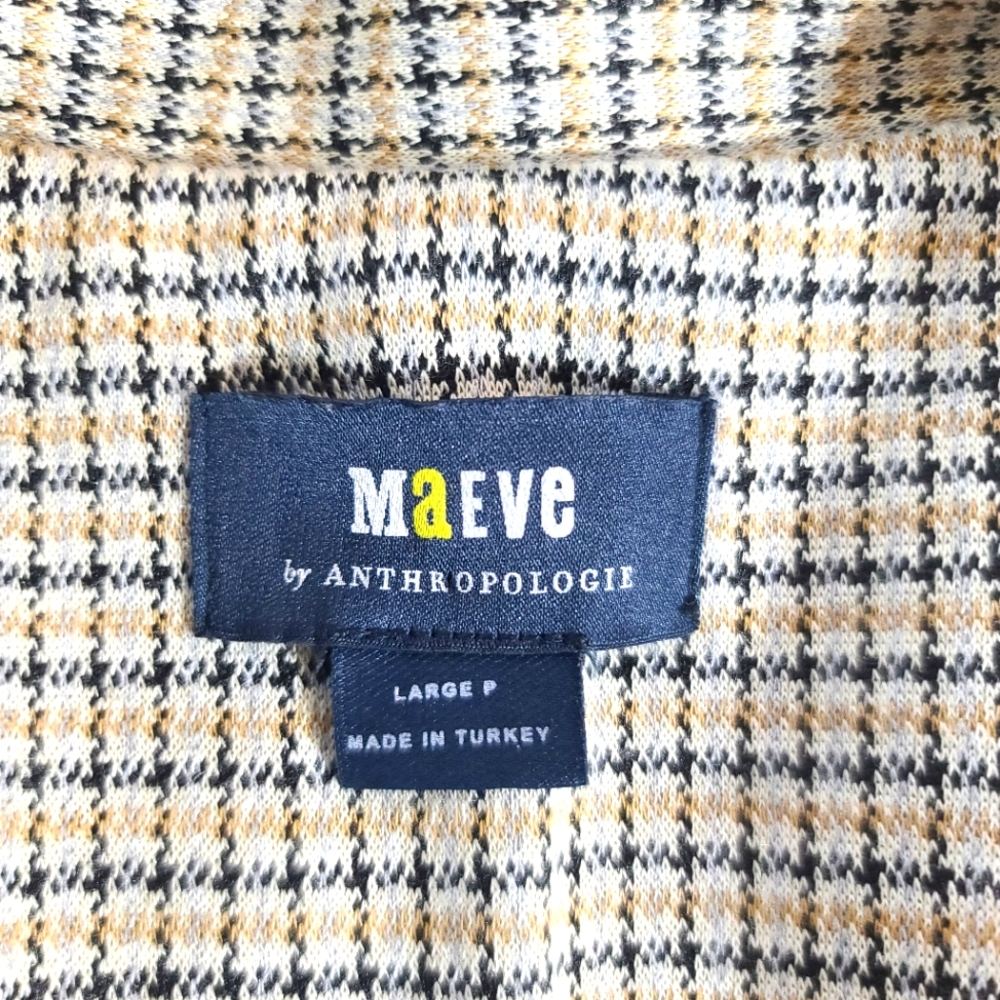 Anthropologie Maeve Houndstooth Stretch Knit Collegiate Blazer Jacket - Picture 7 of 8